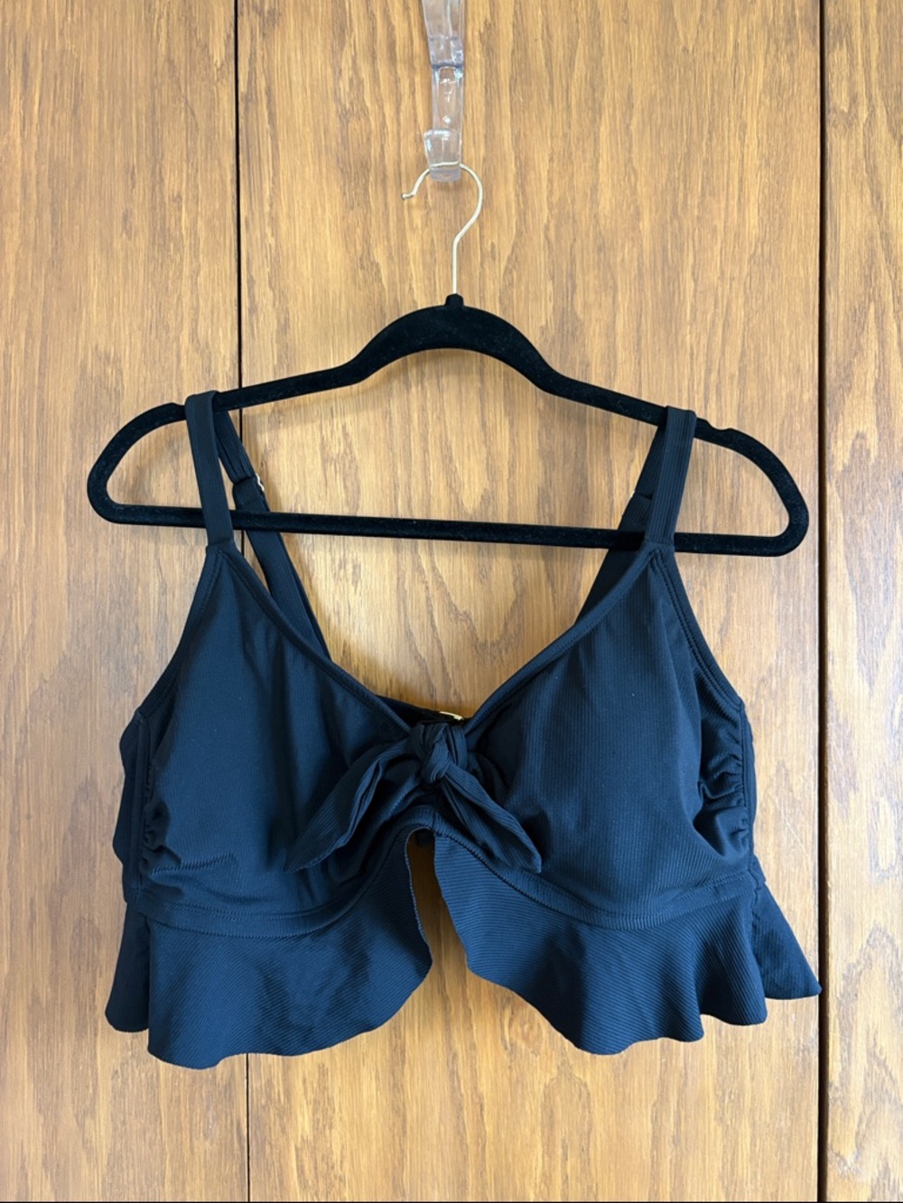 Xhilaration Black Ruffle Tie-Front Bikini Top